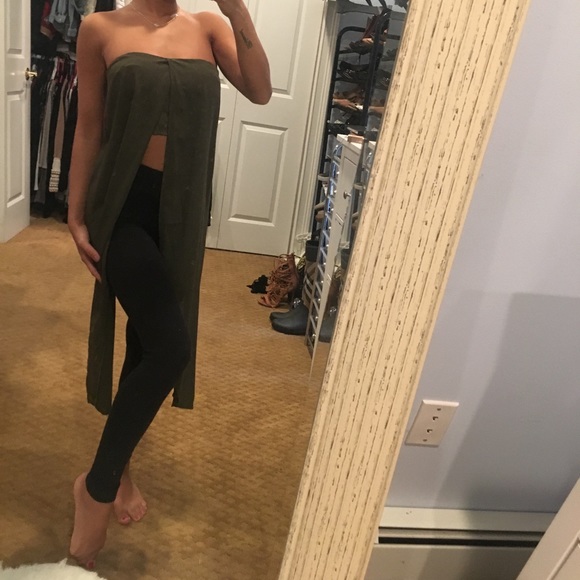 Gorgeous olive green long strapless top - Picture 5 of 10